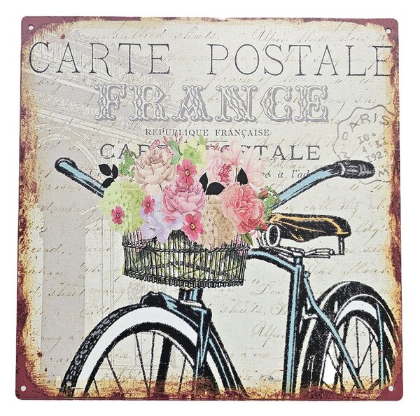Nástenná kovová ceduľa s klomom Carte Postale - 30*30 cm - Ostatní