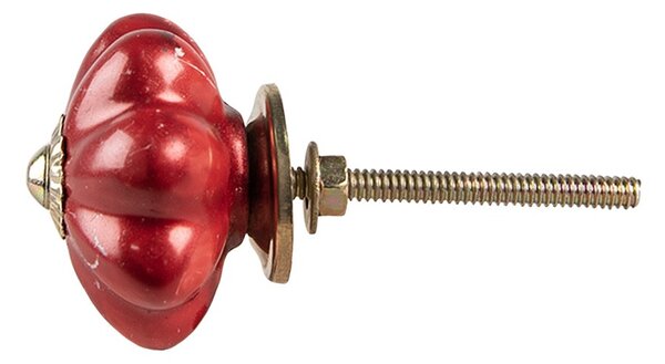 Červená keramická úchytka knopka v tvare kvety - Ø 4*4 cm - Clayre & Eef