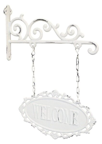 Krémová nástenná závesná ceduľa Welcome – 30*4*38cm - Chic Antique