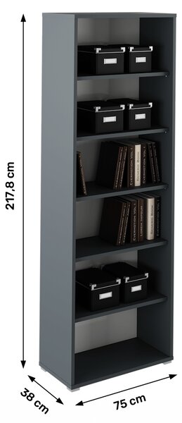 KONDELA Vysoký regál, grafit, RIOMA NEW TYP 01