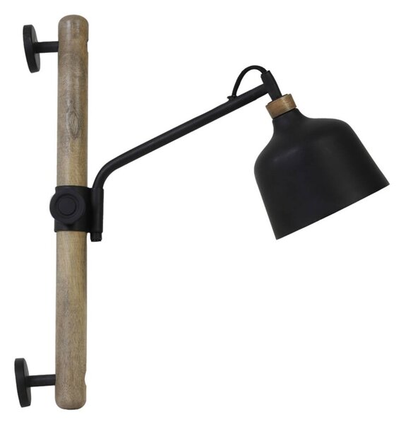 Čierna kovová nástenná lampa s drevom Banu M - 40*14*44 cm - Light & Living