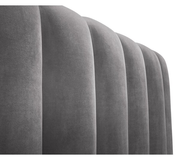 Sivá čalúnená dvojlôžková posteľ s úložným priestorom s roštom 160x200 cm Kelp – Micadoni Home