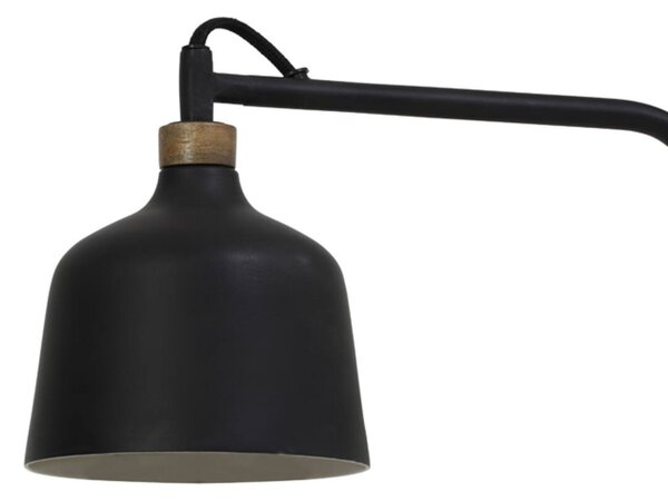 Čierna kovová nástenná lampa s drevom Banu M - 40*14*44 cm - Light & Living