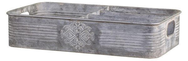 Dekoračný plechový zinkový antik podnos s priehradkami - 41*24*9cm - Chic Antique