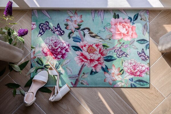 Farebná rohožka s kvetmi a motýlikmi Butterfly - 75*50*1cm - Mars & More