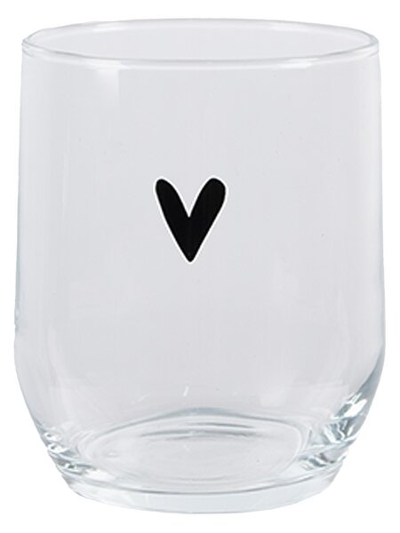 Transparentný pohár na vodu so srdiečkom - Ø 8*9 cm / 300 ml - Clayre & Eef