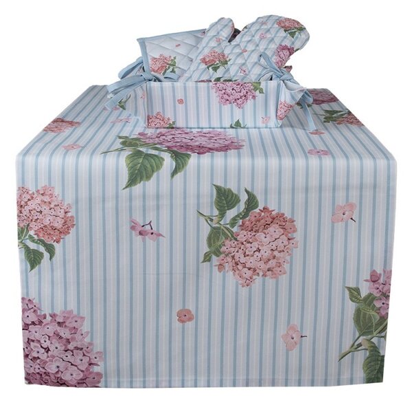 Bavlnený behúň s kvety hortenzie Vintage Grace - 50*140cm - Clayre & Eef