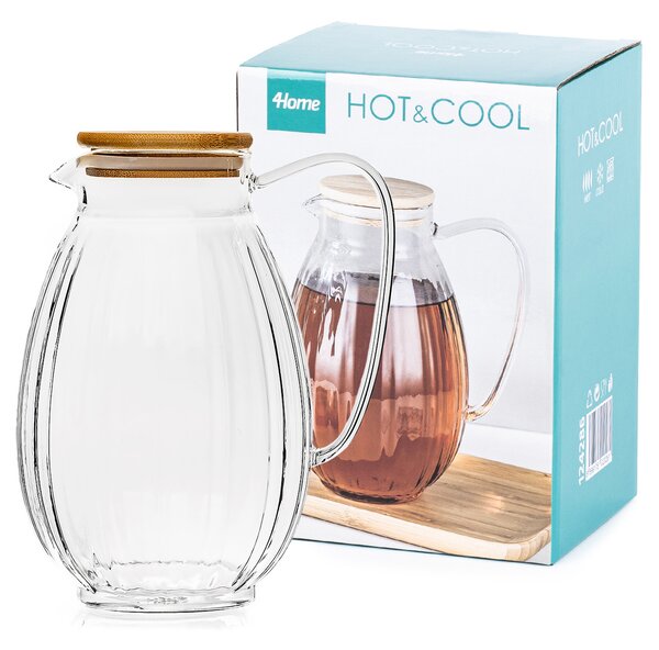 4Home Sklenený džbán Hot&Cool Juicy s bambusovým viečkom, 1,5 l