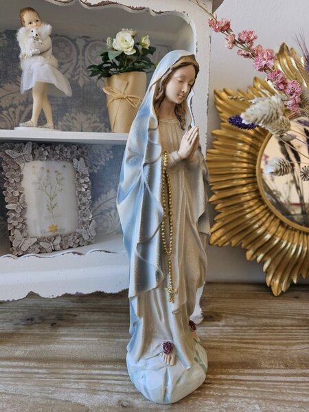 Modro-šedá dekorácia soška bábiky Márie - 11*8*35 cm - Clayre & Eef