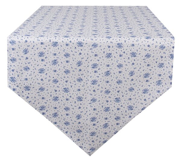Bavlnený behúň s modrými ružičkami Blue Rose Blooming - 50*160 cm - Clayre & Eef