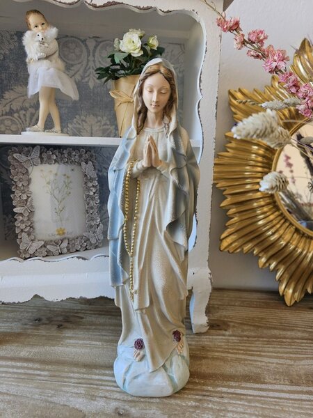 Modro-šedá dekorácia soška bábiky Márie - 11*8*35 cm - Clayre & Eef