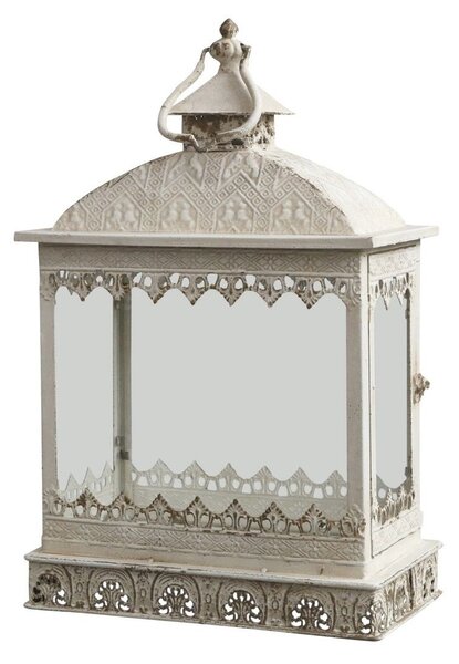Krémová antik kovová lampáš Fleur-de-lis - 35*20*66 cm - Chic Antique