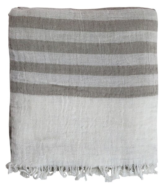 Béžovo - taupe pruhovaný pléd so strapcami Stripes - 130*170 cm - Chic Antique