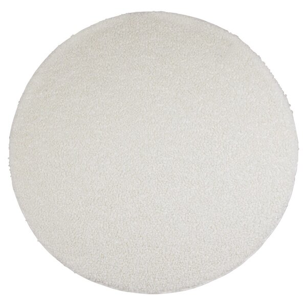 Biely plyšový kučeravý okrúhly koberec Curly Teddy White Off - Ø 120cm - Mars & More