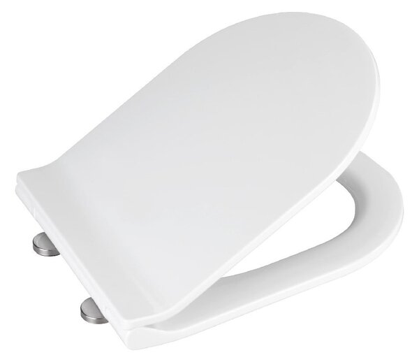Biele WC sedadlo s jednoduchým zatváraním Wenko Habos, 46 × 36 cm