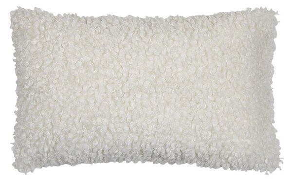 Biely plyšový kučeravý vankúš Curly Teddy White Off - 30*15*50cm - Mars & More