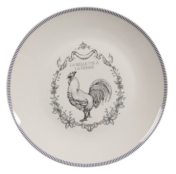 Porcelánový dezertný tanier s kohútom Devine French Roster - Ø 20cm - Clayre & Eef