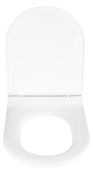 Biele WC sedadlo s jednoduchým zatváraním Wenko Habos, 46 × 36 cm