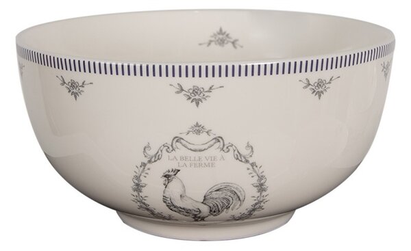 Porcelánová miska s kohútom Devine French Roster - Ø 14*7cm/ 500ml - Clayre & Eef
