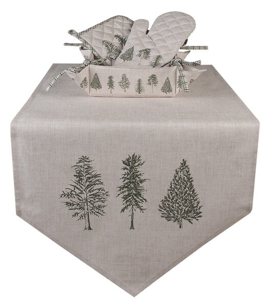 Béžová bavlnená chňapka - rukavice so stromčekmi Natural Pine Trees - 18*30 cm - Clayre & Eef
