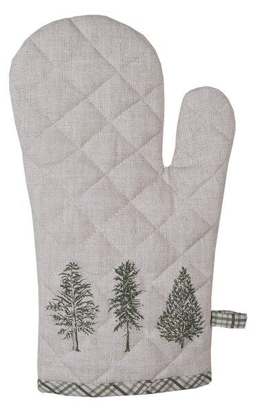 Béžová bavlnená chňapka - rukavice so stromčekmi Natural Pine Trees - 18*30 cm - Clayre & Eef