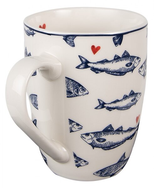 Porcelánový hrnček s rybkami Sun Sea And Fish - 12 * 8 * 10cm / 350ml - Clayre & Eef