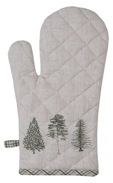 Béžová bavlnená chňapka - rukavice so stromčekmi Natural Pine Trees - 18*30 cm - Clayre & Eef