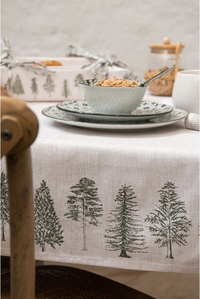 Béžová bavlnená chňapka - rukavice so stromčekmi Natural Pine Trees - 18*30 cm - Clayre & Eef