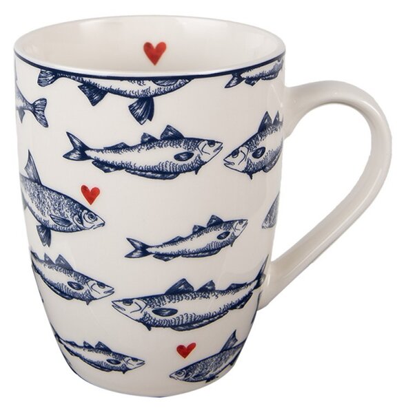 Porcelánový hrnček s rybkami Sun Sea And Fish - 12 * 8 * 10cm / 350ml - Clayre & Eef