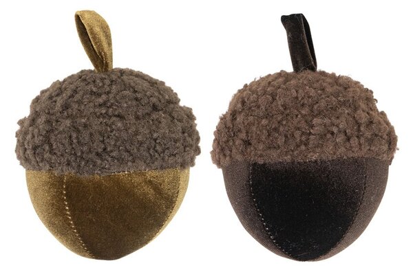 Hnedý plyšový dekoračný žaluď Acorn dark brown - Ø 11*15cm - Mars & More