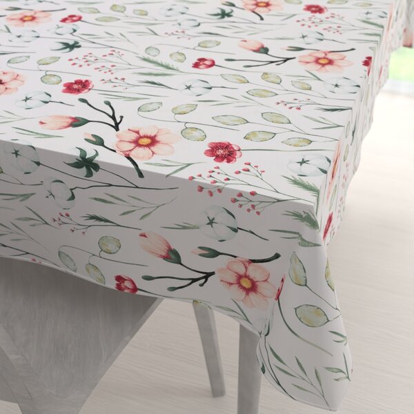 Biante Bavlnený obdĺžnikový obrus Sandra SA-747 Lúčne kvety na bielom 50x100 cm