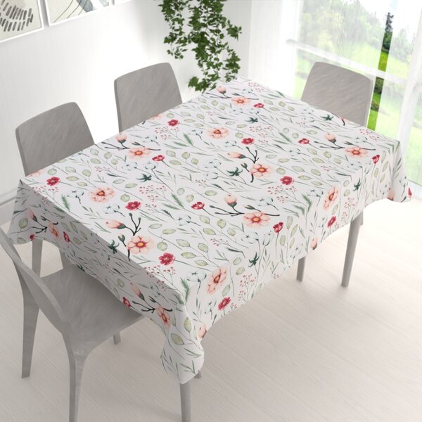 Biante Bavlnený obdĺžnikový obrus Sandra SA-747 Lúčne kvety na bielom 50x100 cm
