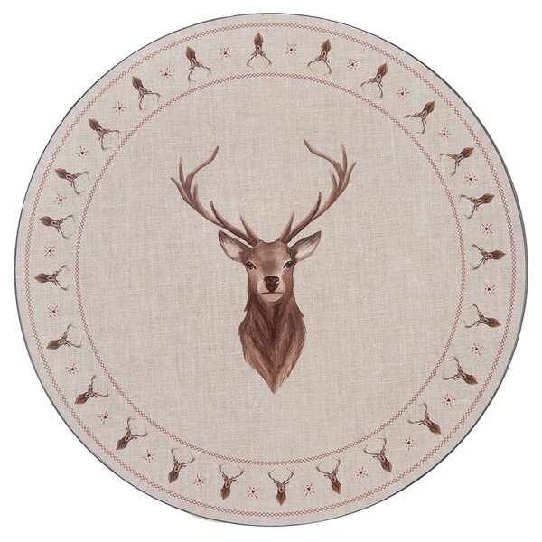 Béžový servírovací tanier s jeleňom Cosy Lodge - Ø 33*1 cm - Clayre & Eef