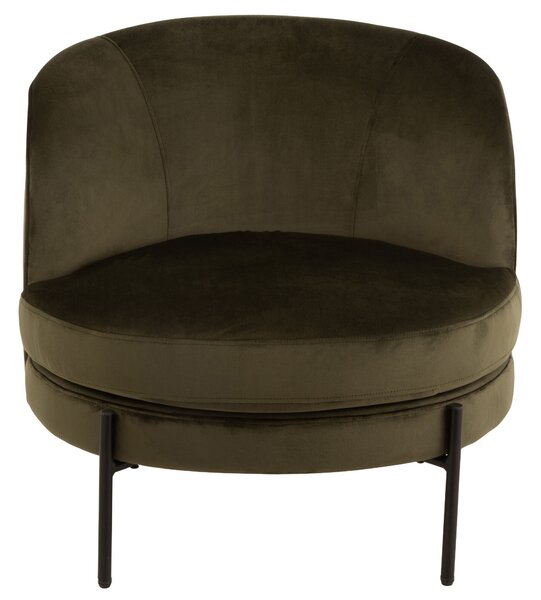 Zelené zamatové okrúhle kreslo Lounge chair Jammy Green - 71*67*66cm - J-Line by Jolipa
