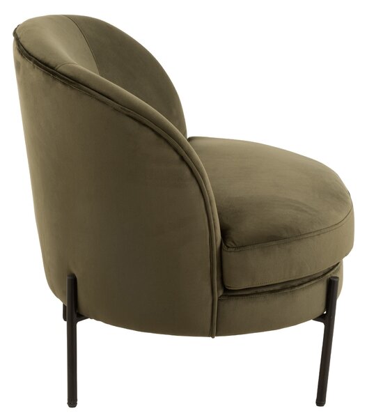 Zelené zamatové okrúhle kreslo Lounge chair Jammy Green - 71*67*66cm - J-Line by Jolipa