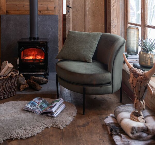 Zelené zamatové okrúhle kreslo Lounge chair Jammy Green - 71*67*66cm - J-Line by Jolipa
