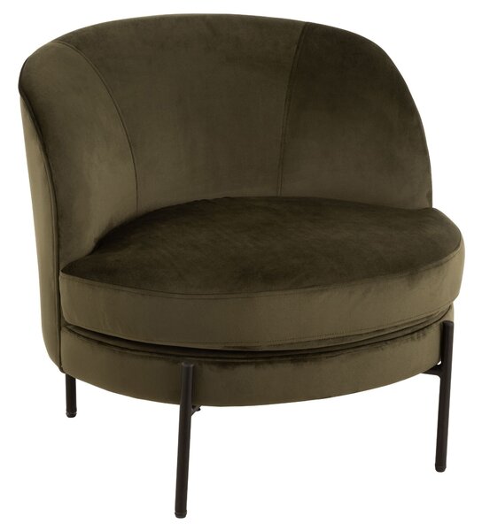 Zelené zamatové okrúhle kreslo Lounge chair Jammy Green - 71*67*66cm - J-Line by Jolipa