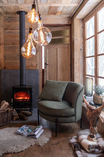 Zelené zamatové okrúhle kreslo Lounge chair Jammy Green - 71*67*66cm - J-Line by Jolipa