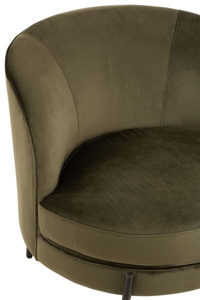 Zelené zamatové okrúhle kreslo Lounge chair Jammy Green - 71*67*66cm - J-Line by Jolipa