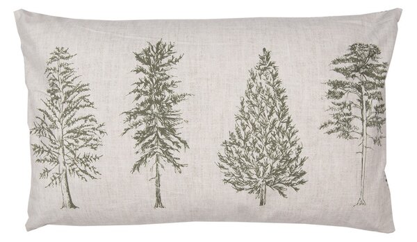 Béžová bavlnená obliečka na vankúš so stromčekmi Natural Pine Trees - 30*50cm - Clayre & Eef