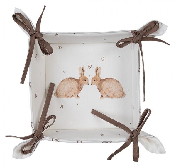 Bavlnený košík na pečivo s motívom zajačikov Bunnies in Love - 35*35*8cm - Clayre & Eef
