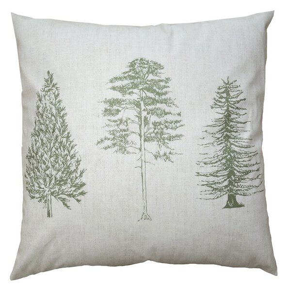 Béžová bavlnená obliečka na vankúš so stromčekmi Natural Pine Trees - 45*45 cm - Clayre & Eef