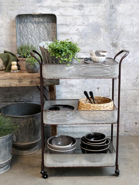 Zinkový antik plechový podnos s držadlami Millo - 44*34*6 cm - Chic Antique