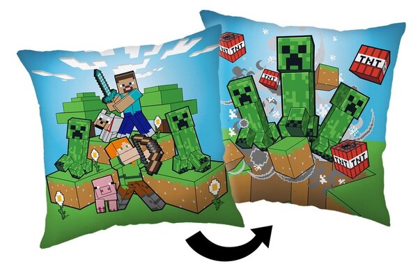 Detský vankúšik 40x40 cm Minecraft "Creeper Rush" – Jerry Fabrics