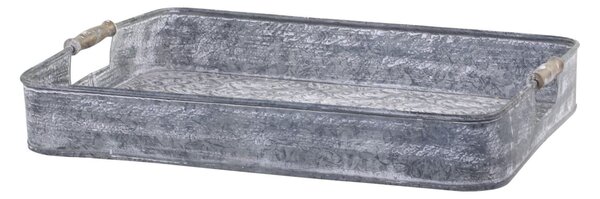 Zinkový antik plechový podnos s držadlami Millo - 44*34*6 cm - Chic Antique