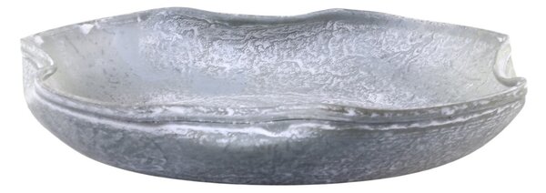 Zinkový antik plechový podnos s ohnutým okrajom Wavy S - Ø 15,5*2,5 cm - Chic Antique