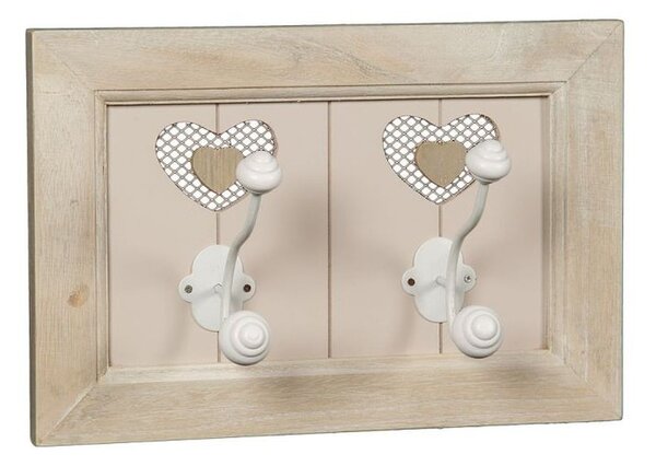 Prírodný drevený nástenný vešiak s 2 háčikmi Country - 33*11*22 cm - Ambiente