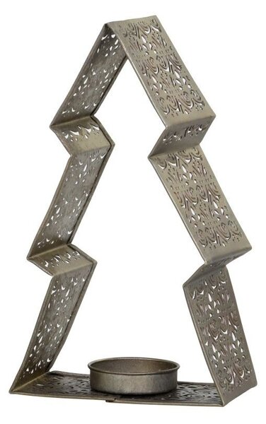 Bronzový antik kovový svietnik v tvare stromčeka na čajovú sviečku - 10*5*16 cm - Chic Antique