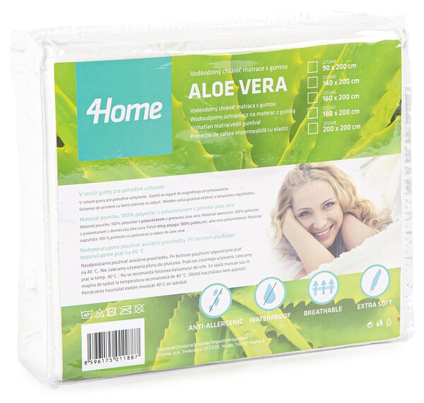 4home Aloe Vera Nepriepustný chránič matraca s gumou, 90 x 200 cm