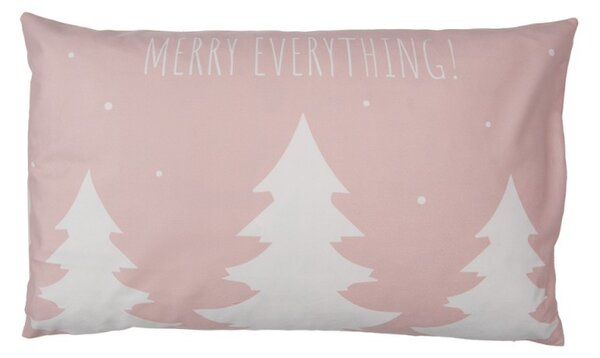Zimná ružová obliečka na vankúš so stromčekmi Merry Everything - 30*50 cm - Clayre & Eef